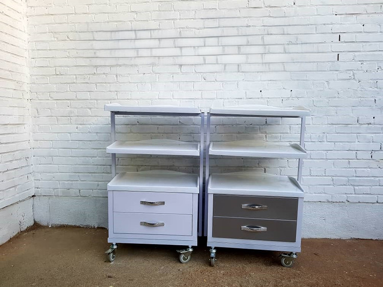 ترالی دو کشو زیبایی با بدنه فلزی و رویه ABS | مناسب کلینیک لیزر