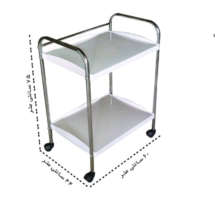 ترالی پانسمان دو طبقه مدل B با بدنه فلزی و چرخ روان